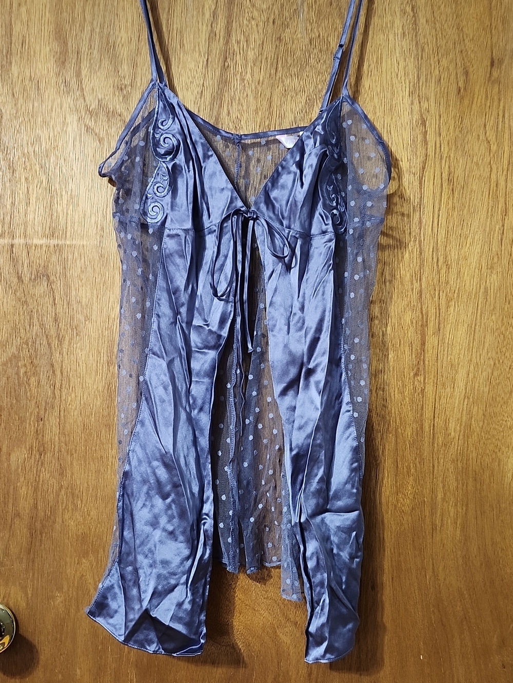 Victoria's Secret Sheer Polka Dot Satin-Trim Chemise Light Purple Size M